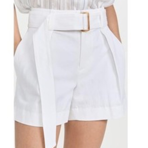 Vince Twill Cotton Linen Blend Shorts in Optic White - Picture 11 of 11